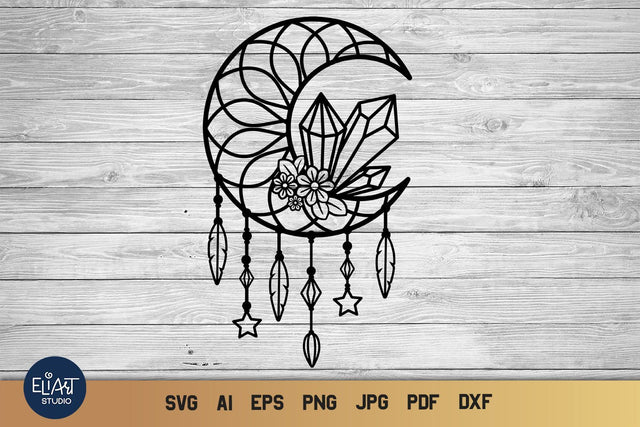 Crystal SVG, Dream Catcher SVG, Moon SVG Dreamer. SVG Elinorka 