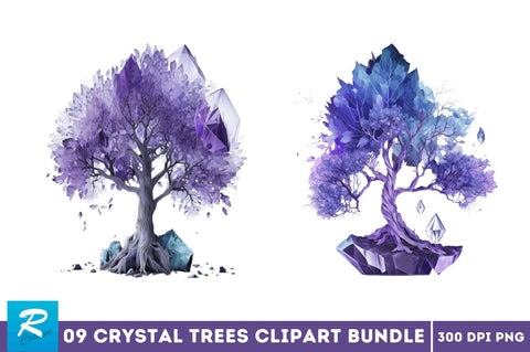 Crystal Trees Clipart Bundle Sublimation Regulrcrative 