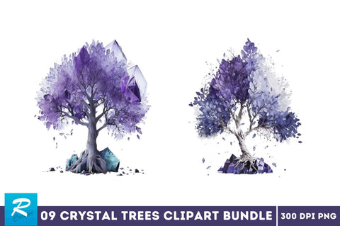 Crystal Trees Clipart Bundle Sublimation Regulrcrative 
