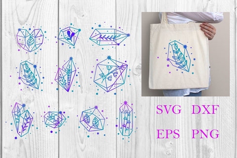 crystals gems and leaf, boho mystical SVG dadan_pm 