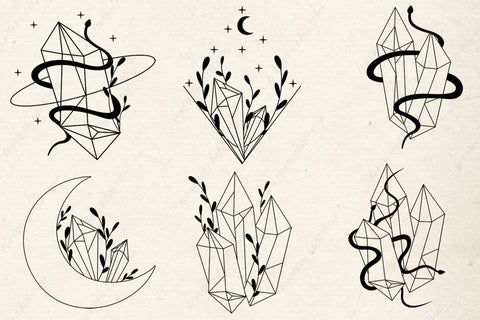 Crystals svg bundle, Moon and snake svg, Mystical and magical, Celestial design SVG AnastasiyaArtDesign 