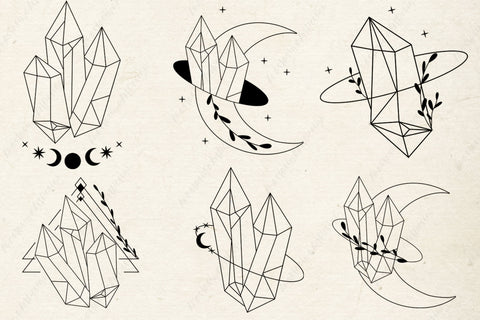 Crystals svg bundle, Moon and snake svg, Mystical and magical, Celestial design SVG AnastasiyaArtDesign 
