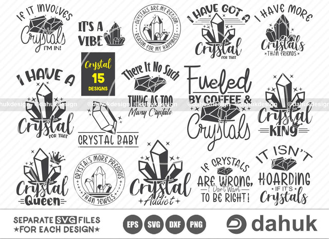 Crystals SVG Bundle SVG, Crystal Tshirt svg, Crystals, Crystal lover, Funny Crystal svg, Crystal Cut Files, Cut file, for silhouette, svg, eps, dxf, png, clipart cricut design space, vinyl cut files SVG dahukdesign 