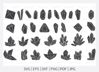 Crystals SVG, Crystal svg bundle, Crystal outnile svg, Witch svg,Witch crystal, Diamonds Svg, Crystals Clipart, Gemstone svg, Crystals png SVG Dinvect 