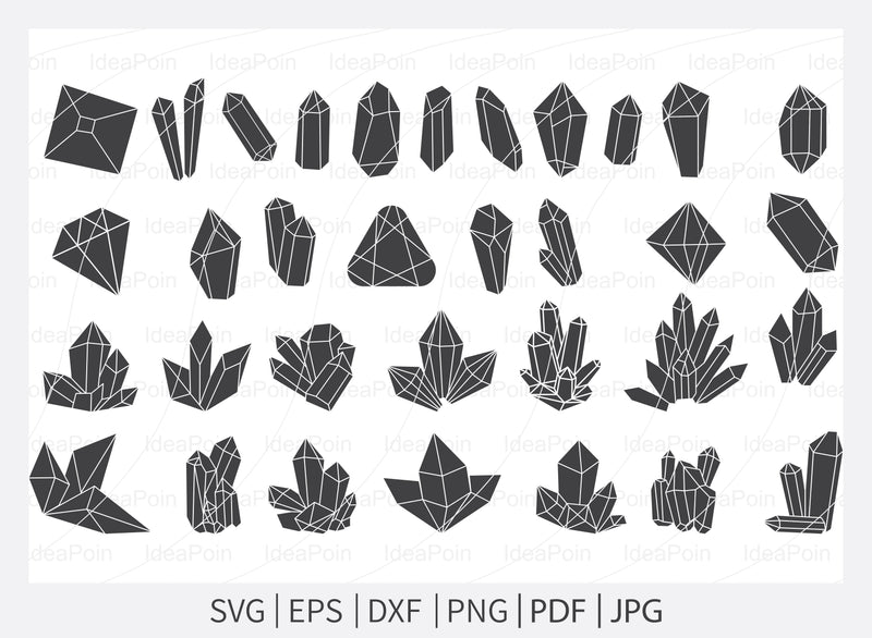 Crystals SVG, Crystal svg bundle, Crystal outnile svg, Witch svg,Witch crystal, Diamonds Svg, Crystals Clipart, Gemstone svg, Crystals png SVG Dinvect 