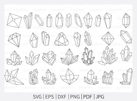 Crystals SVG, Crystal svg bundle, Crystal outnile svg, Witch svg,Witch crystal, Diamonds Svg, Crystals Clipart, Gemstone svg, Crystals png SVG Dinvect 