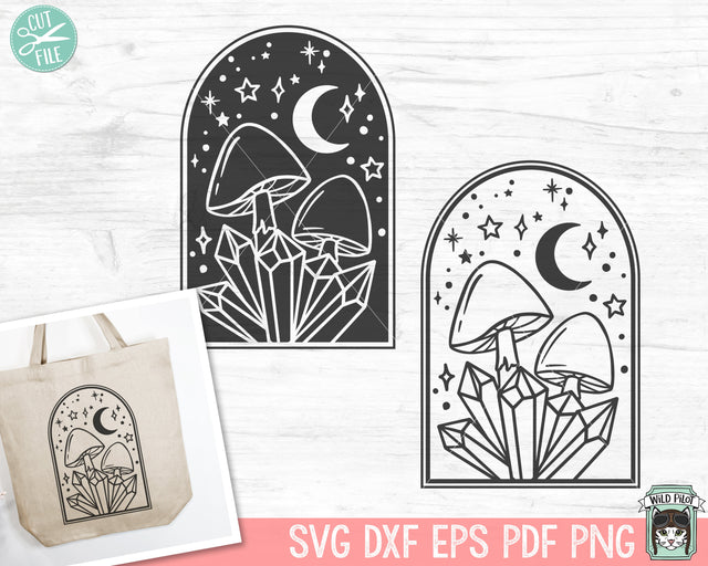 Crystals SVG, Moon SVG Cut File, Mushroom SVG, Mystical svg, Crystals png, Moon png, Mushroom Clipart, Mystical Clipart, Crescent Moon svg SVG Wild Pilot 