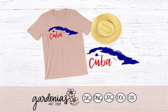 Cuba Map Hand Lettered SVG Gardenias Art Shop 