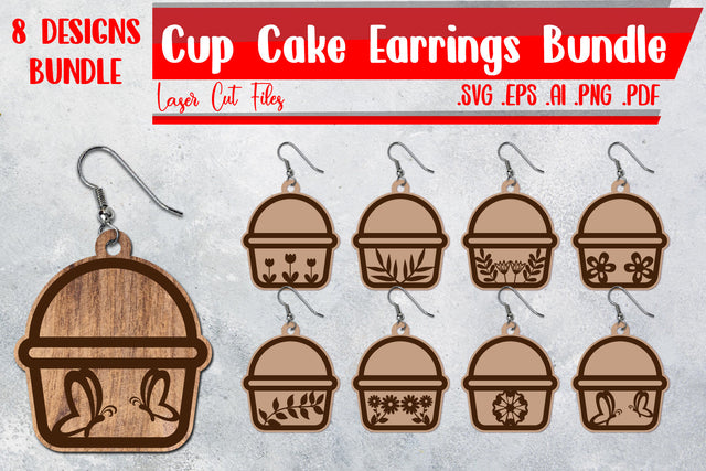 Cup Cake Earrings Bundle - Cut Files SVG zafrans studio 