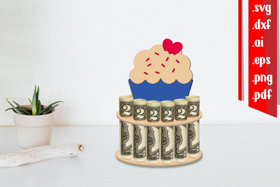 Cup Cake Money Cake Holder Paper Cut SVG zafrans studio 