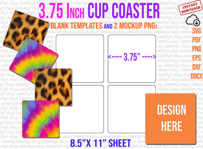 Cup Coaster Template, 3.75 Inch Cup Coaster Svg, Coasters Template Svg, Coasters Personalized, Docx Word, Dxf, Png, Sublimation 11x8.5 sheet SVG 1966digi 