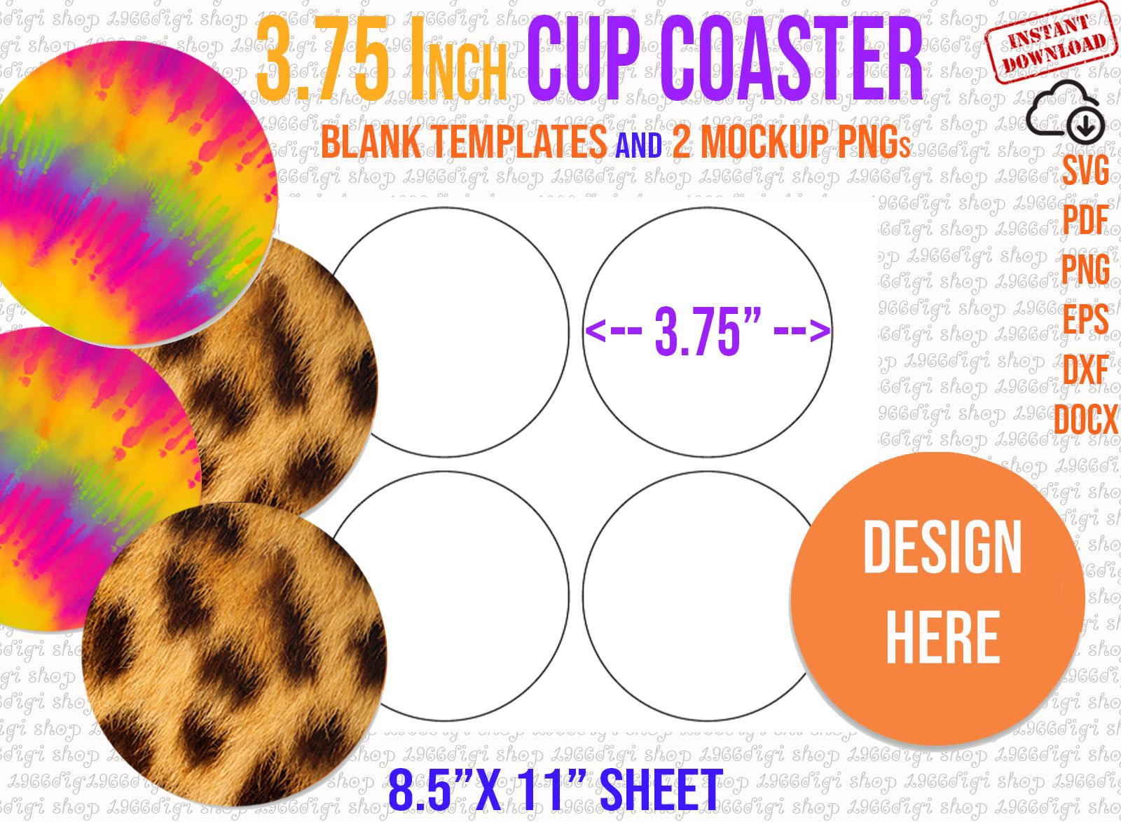 Cup Coaster Template 3.75 Inch Cup Coaster Svg Coasters Template