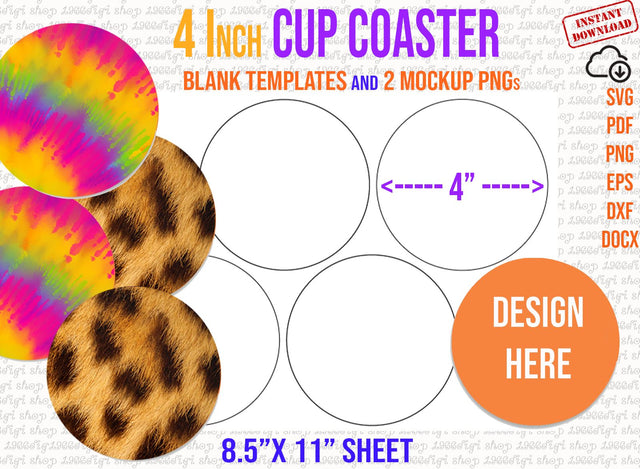 Cup Coaster Template, 4 Inch Cup Coaster Svg, Coasters Template Svg, Coasters Personalized, Dxf, Word Docx, Png, Sublimation 11x8.5 sheet SVG 1966digi 