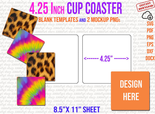 Cup Coaster Template, 4.25 Inch Cup Coaster Svg, Coasters Template Svg, Coasters Personalized, Docx Word, Dxf, Png, Sublimation 11x8.5 sheet SVG 1966digi 