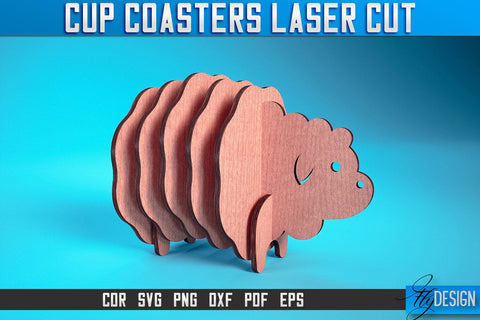 Cup Coasters Laser Cut SVG | Kitchen Laser Cut SVG Design | CNC Files SVG Fly Design 