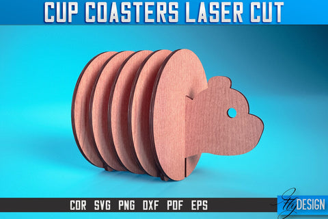 Cup Coasters Laser Cut SVG | Kitchen Laser Cut SVG Design | CNC Files SVG Fly Design 