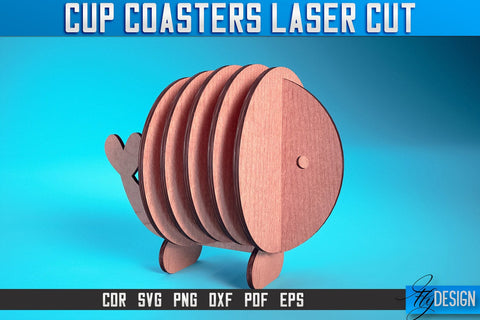 Cup Coasters Laser Cut SVG | Kitchen Laser Cut SVG Design | CNC Files SVG Fly Design 