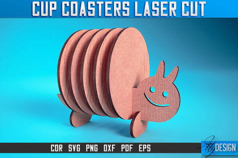 Cup Coasters Laser Cut SVG | Kitchen Laser Cut SVG Design | CNC Files SVG Fly Design 