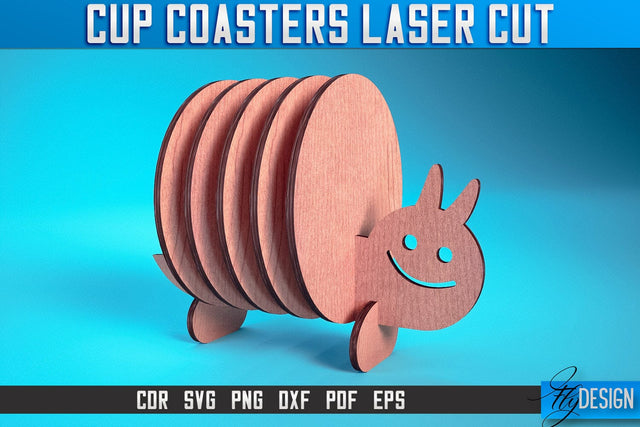 Cup Coasters Laser Cut SVG | Kitchen Laser Cut SVG Design | CNC Files SVG Fly Design 