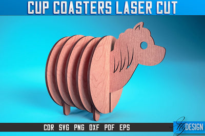 Cup Coasters Laser Cut SVG | Kitchen Laser Cut SVG Design | CNC Files SVG Fly Design 