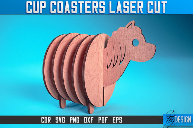 Cup Coasters Laser Cut SVG | Kitchen Laser Cut SVG Design | CNC Files SVG Fly Design 