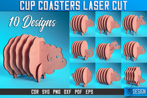 Cup Coasters Laser Cut SVG | Kitchen Laser Cut SVG Design | CNC Files SVG Fly Design 
