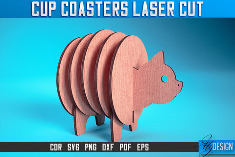 Cup Coasters Laser Cut SVG | Kitchen Laser Cut SVG Design | CNC Files SVG Fly Design 