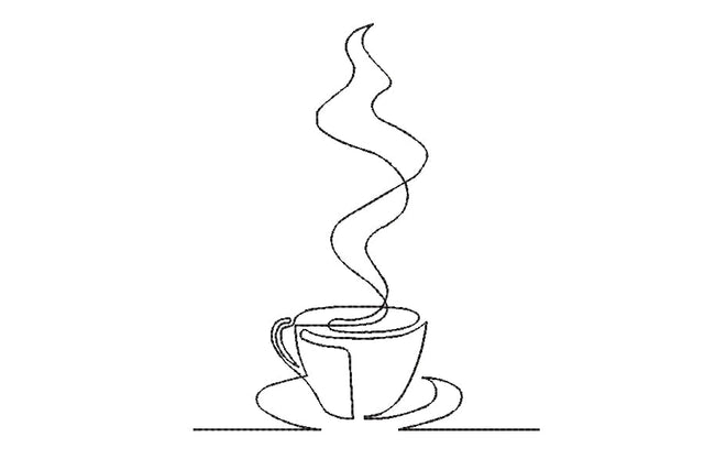 Cup of coffee embroidery design, instant download, one line art embroidery design, 4 sizes. Embroidery/Applique DESIGNS ArtEMByNatalia 