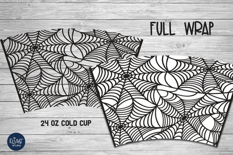 Cup Wrap SVG, Halloween SVG, Spider Web SVG Full Wrap no Hole. SVG Elinorka 