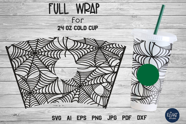 Cup Wrap SVG, Halloween SVG, Spider Web SVG Full Wrap. SVG Elinorka 