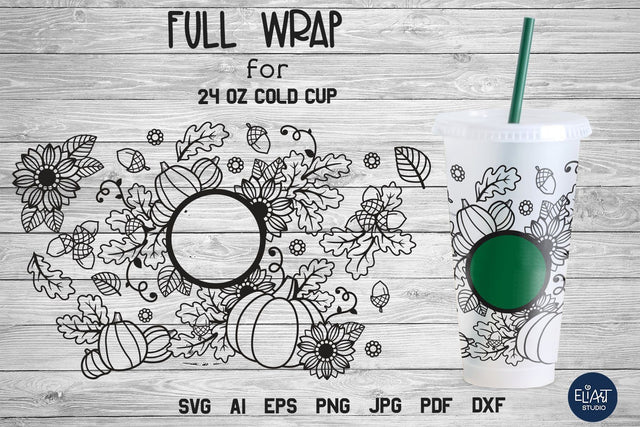 Cup Wrap SVG, Sunflower SVG, Pumpkin SVG Full Wrap. SVG Elinorka 