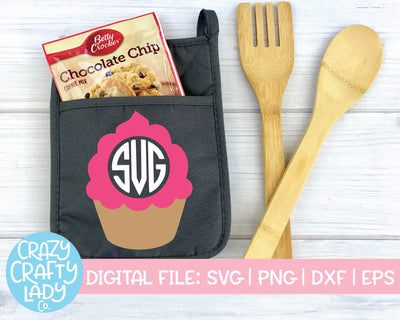 Cupcake Monogram Frame | Kitchen Baking | Birthday SVG Cut File SVG Crazy Crafty Lady Co. 
