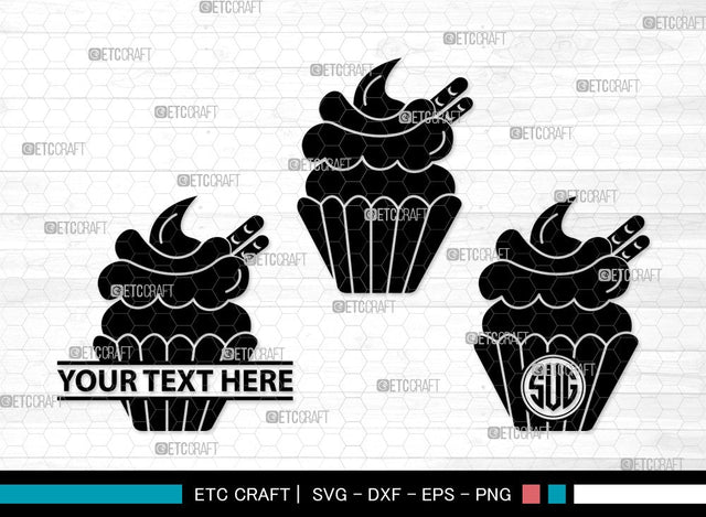 Cupcake Monogram SVG | Cupcake Svg | sweet cupcake Svg | dessert Svg | Cupcake Clipart SVG ETC Craft 