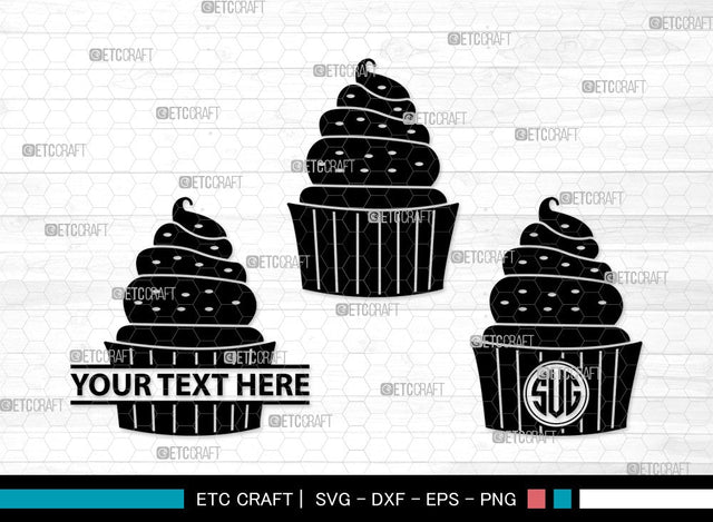 Cupcake Monogram SVG | Cupcake Svg | sweet cupcake Svg | dessert Svg | Cupcake Clipart SVG ETC Craft 