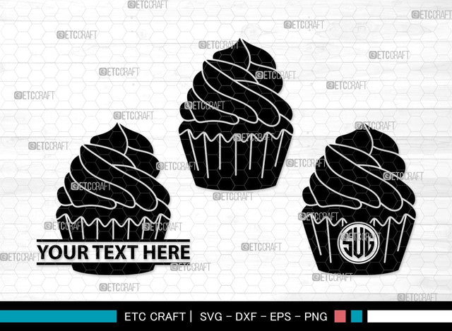 Cupcake Monogram SVG | Cupcake Svg | sweet cupcake Svg | dessert Svg | Cupcake Clipart SVG ETC Craft 