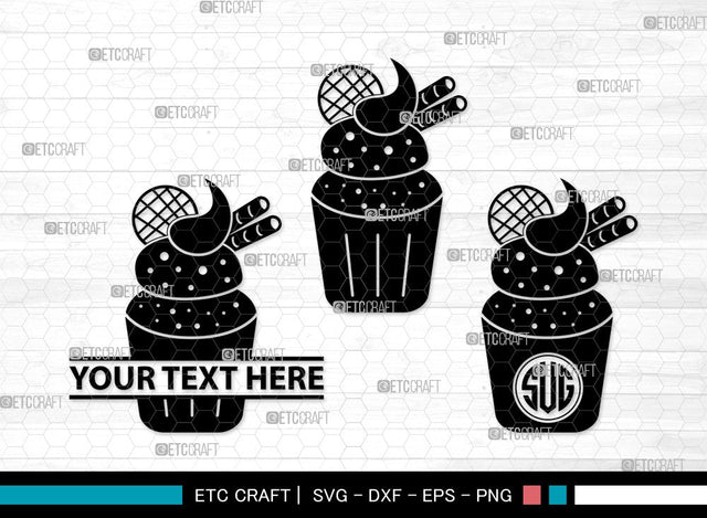 Cupcake Monogram SVG | Cupcake Svg | sweet cupcake Svg | dessert Svg | Cupcake Clipart SVG ETC Craft 