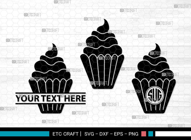 Cupcake Monogram SVG | Cupcake Svg | sweet cupcake Svg | dessert Svg | Cupcake Clipart SVG ETC Craft 