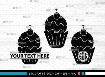 Cupcake Monogram SVG | Cupcake Svg | sweet cupcake Svg | dessert Svg | Cupcake Clipart SVG ETC Craft 
