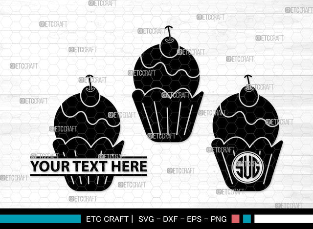 Cupcake Monogram SVG | Cupcake Svg | sweet cupcake Svg | dessert Svg | Cupcake Clipart SVG ETC Craft 