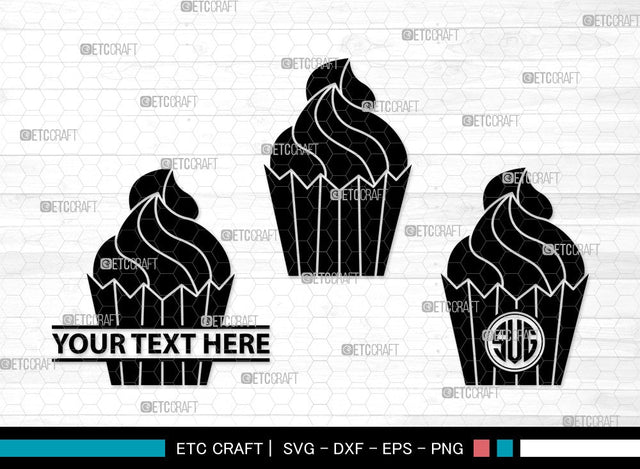 Cupcake Monogram SVG | Cupcake Svg | sweet cupcake Svg | dessert Svg | Cupcake Clipart SVG ETC Craft 