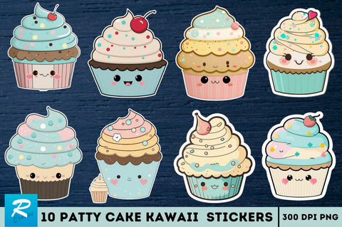 cupcake Patty Cake Kawaii Sticker Bundle Sublimation Regulrcrative 