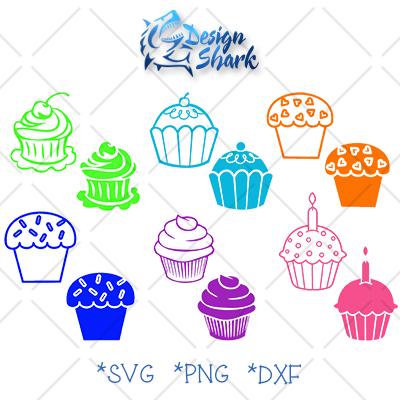 Cupcake Set SVG Design Shark 