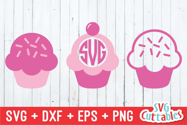Cupcake With Sprinkles Monogram Frames SVG Svg Cuttables 
