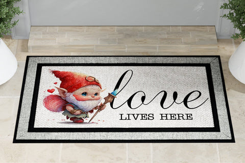 Cupid Gnome Valentines Door Mat Sublimation PNG Sublimation BijouBay 