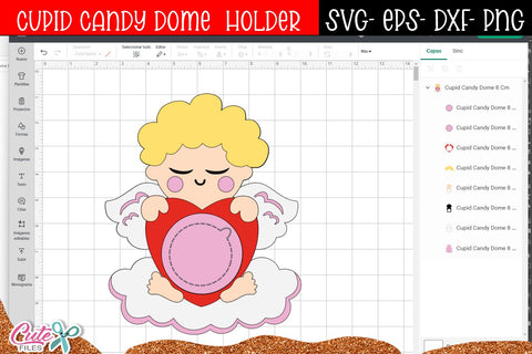 Cupid Heart Candy Dome SVG Paper Cut SVG Cute files 