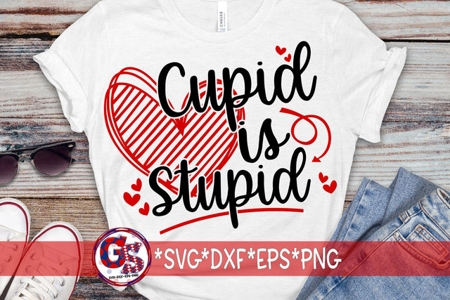 Cupid is Stupid SVG DXF EPS PNG-Valentine's Day SVG Greedy Stitches 