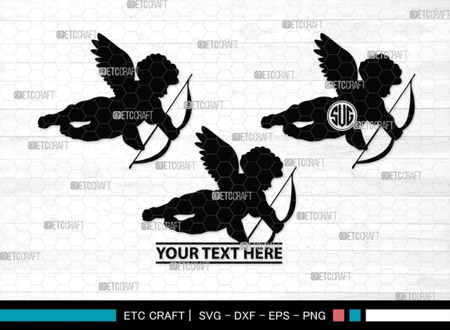 Cupid Monogram, Cupid Silhouette, Cupid SVG, Valentines Cupid Svg, Angel Svg, Love Svg, SB00350 SVG ETC Craft 