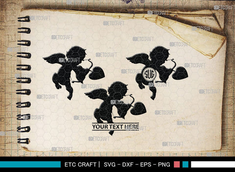 Cupid Monogram, Cupid Silhouette, Cupid SVG, Valentines Cupid Svg, Angel Svg, Love Svg, SB00350 SVG ETC Craft 