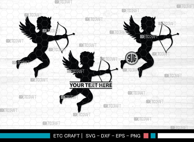 Cupid Monogram, Cupid Silhouette, Cupid SVG, Valentines Cupid Svg, Angel Svg, Love Svg, SB00350 SVG ETC Craft 