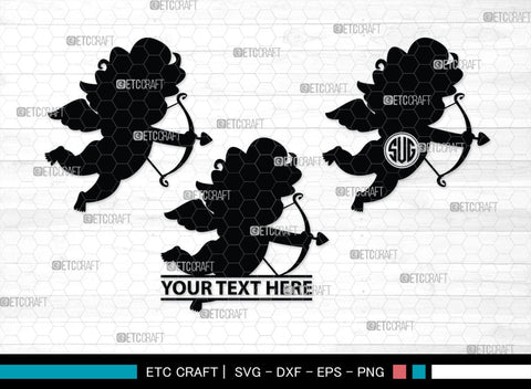 Cupid Monogram, Cupid Silhouette, Cupid SVG, Valentines Cupid Svg, Angel Svg, Love Svg, SB00350 SVG ETC Craft 